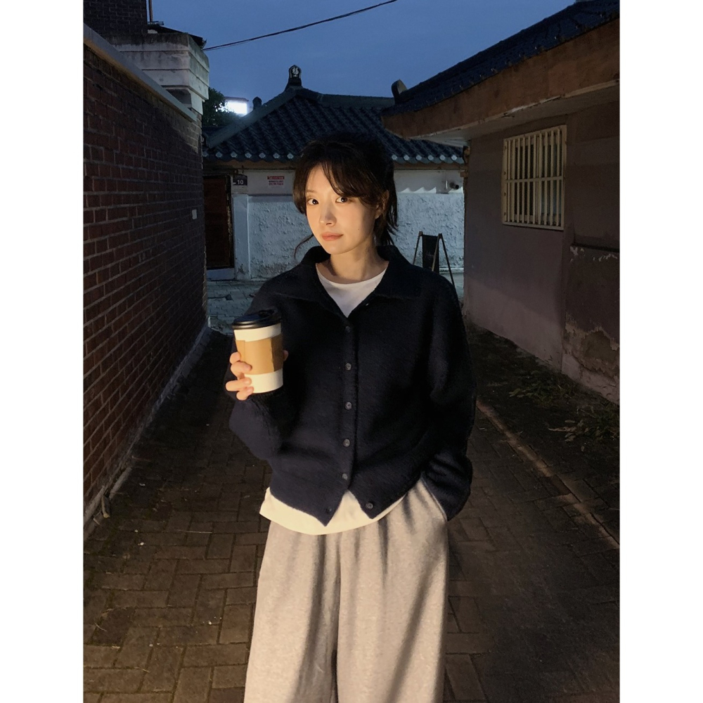 經典Remo纖細版領口針織外套 cardigan 4色 리모 여리핏 카라가디건-細節圖4