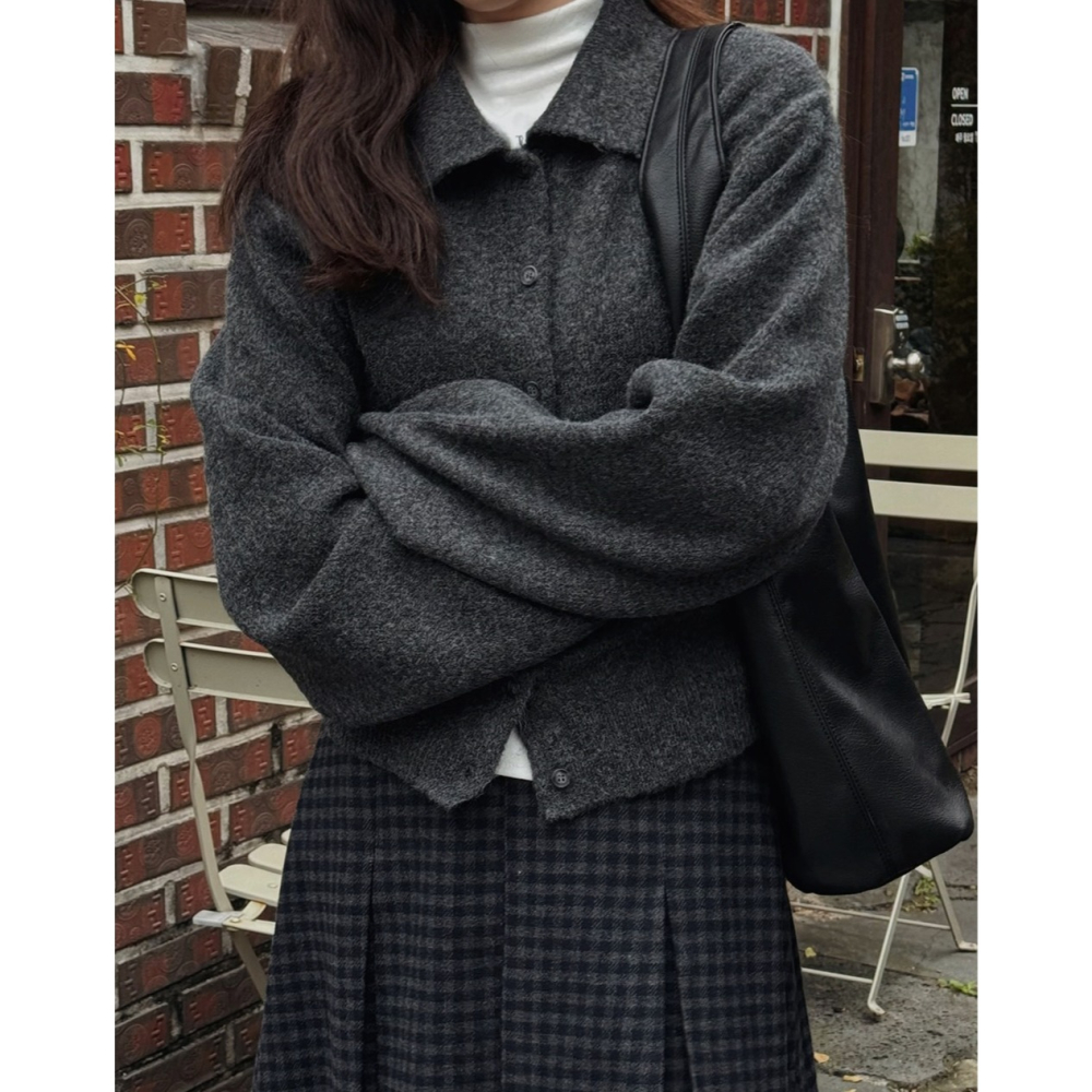 經典Remo纖細版領口針織外套 cardigan 4色 리모 여리핏 카라가디건-細節圖7