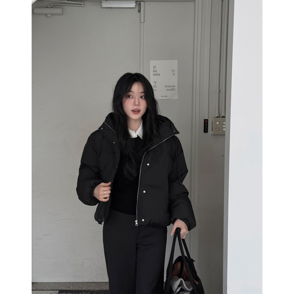 限量販售 輕量推薦🌙 100%鴨絨高領連帽羽絨外套 padding 3色 엔디브 하이넥 패딩-細節圖4