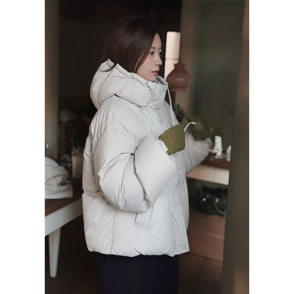 限量販售 輕量推薦🌙 100%鴨絨高領連帽羽絨外套 padding 3色 엔디브 하이넥 패딩-細節圖11