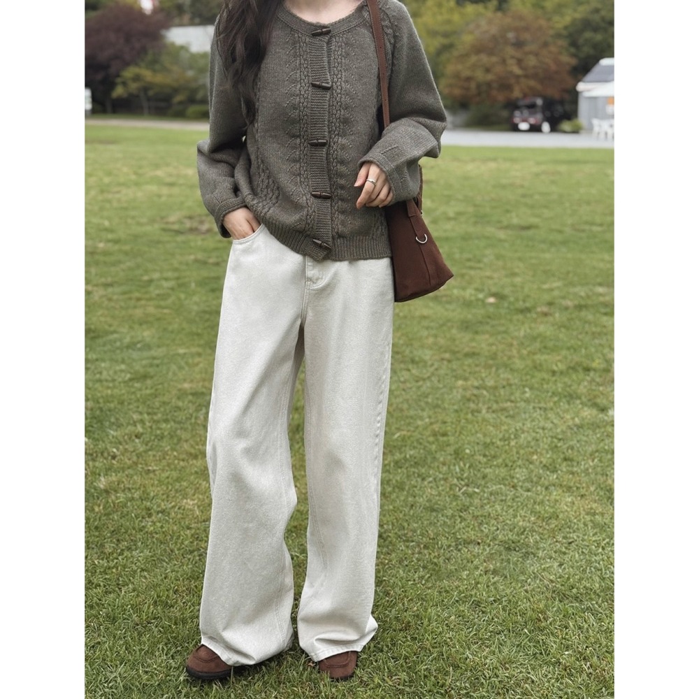 無羊毛 不刺膚🌙 細緻獨特牛角扣針織外套 cardigan 2色 모이아 잔잔유니크 토글가디건-細節圖7