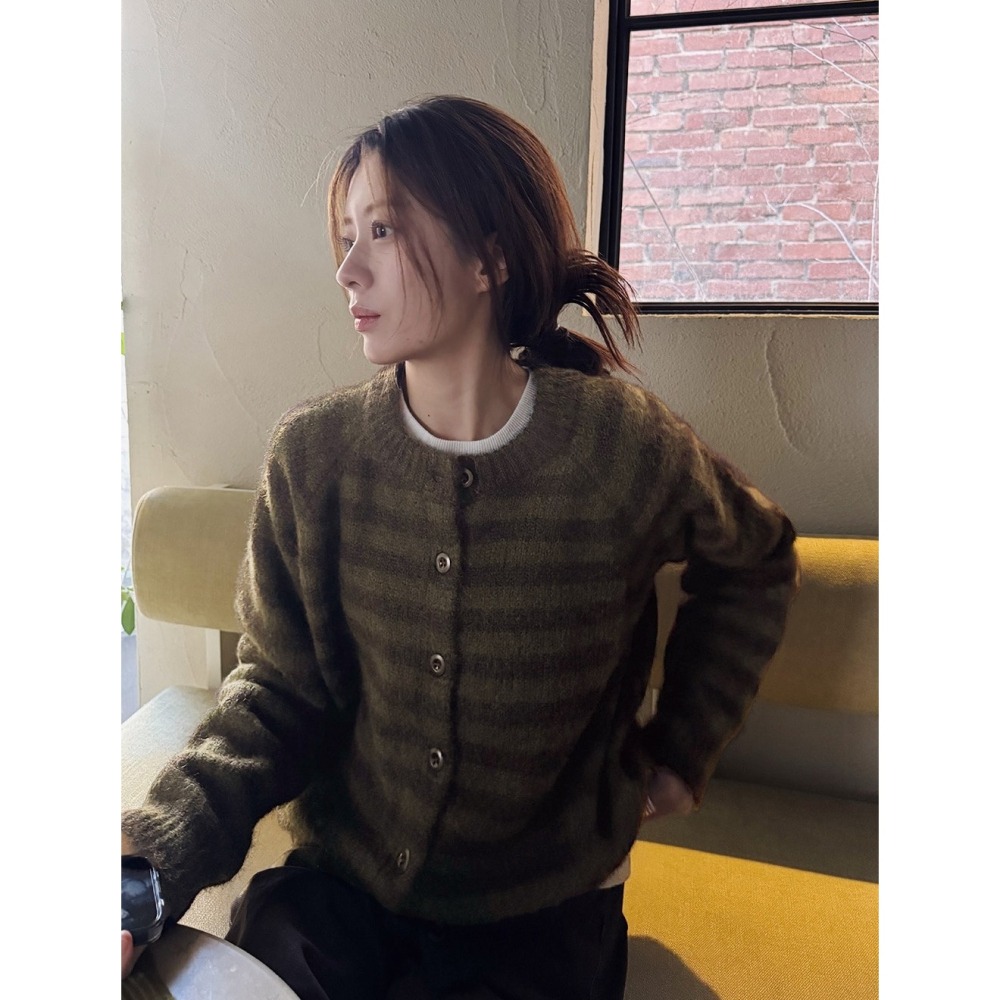 同色系條紋厚針織外套 cardigan 2色 / 치코 톤온톤 스트라이프 도톰가디건-細節圖7