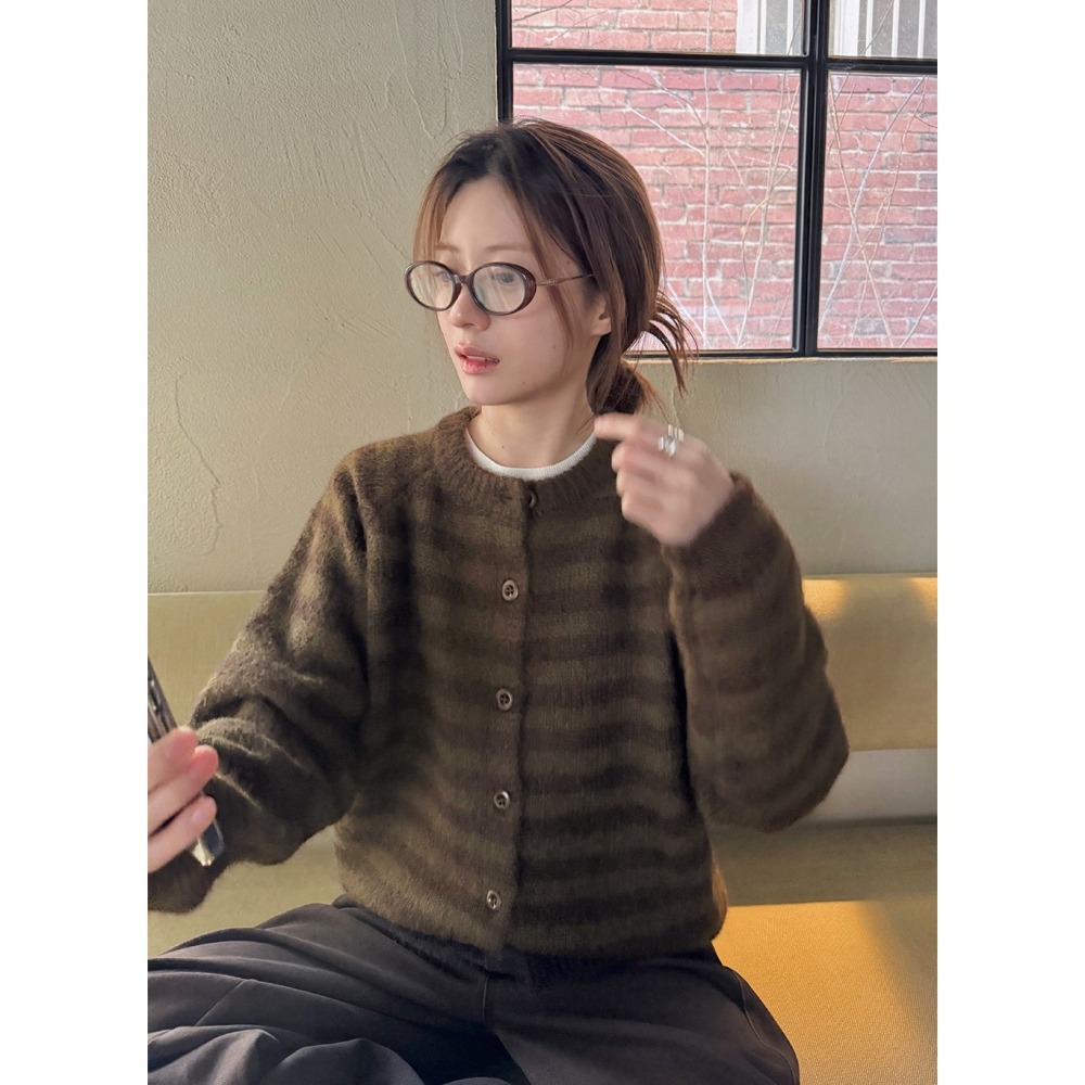 同色系條紋厚針織外套 cardigan 2色 / 치코 톤온톤 스트라이프 도톰가디건-細節圖11