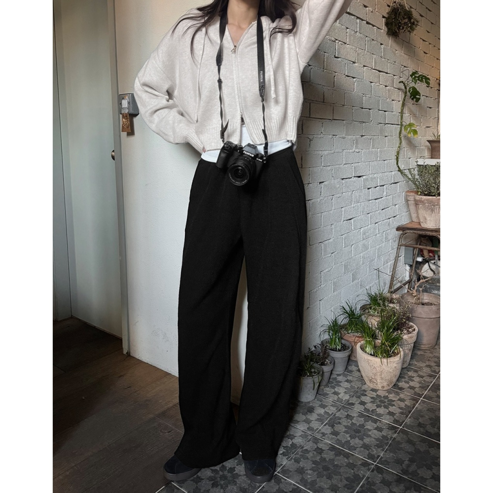 中短版針織連帽外套 cardigan 4色 / 로지 세미크롭 니트후드집업-細節圖3