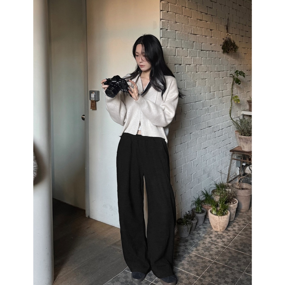 中短版針織連帽外套 cardigan 4色 / 로지 세미크롭 니트후드집업-細節圖4