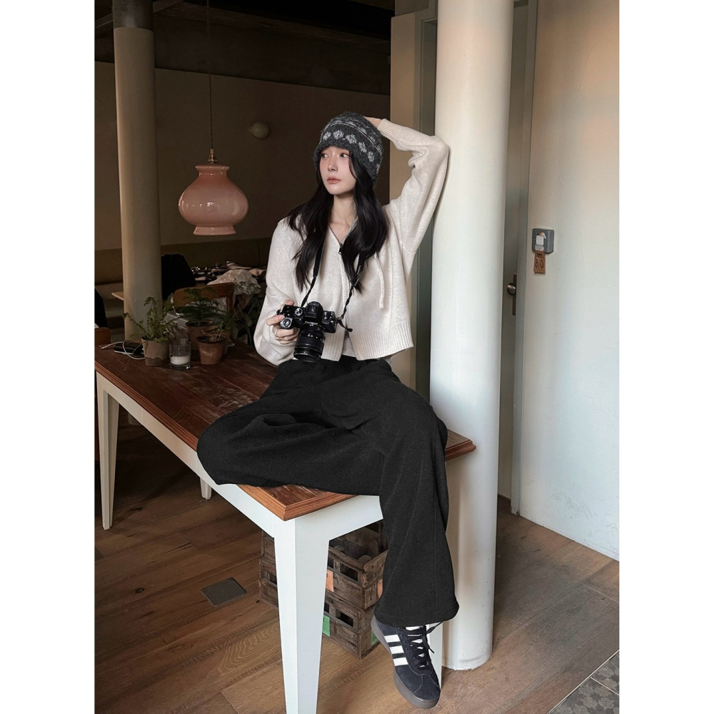 中短版針織連帽外套 cardigan 4色 / 로지 세미크롭 니트후드집업-細節圖6