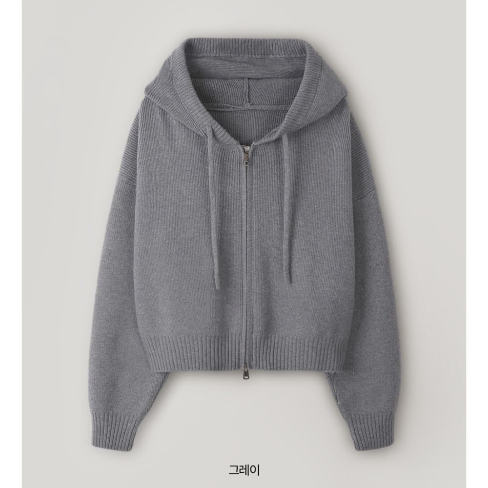 中短版針織連帽外套 cardigan 4色 / 로지 세미크롭 니트후드집업-規格圖11