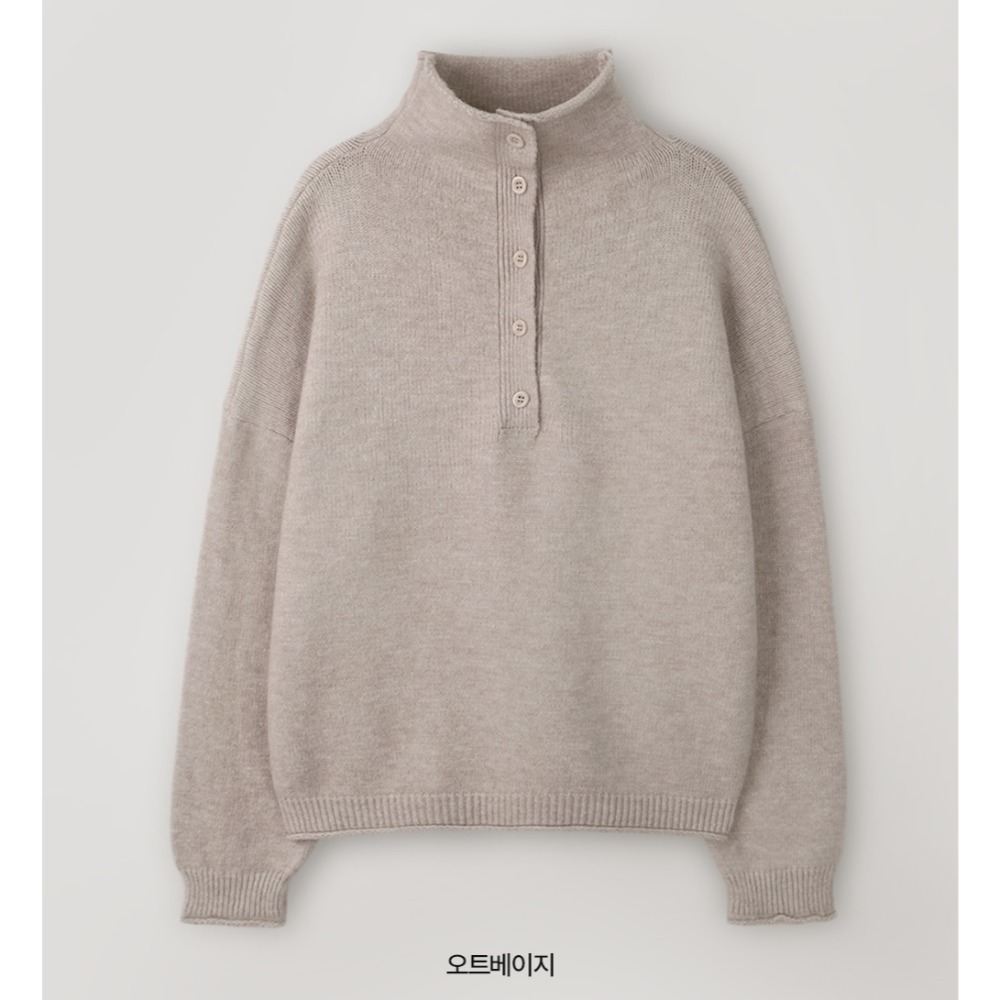 鈕扣設計高領半開襟針織上衣 knit 3色 / 버튼포인트 하이넥 반오픈니트-規格圖11