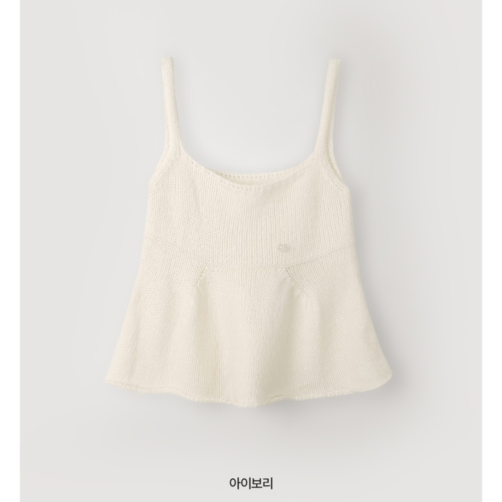 粗勾針織感細肩帶針織背心 sleeveless 2色 / 아브 플레어 니트 뷔스티에-規格圖11