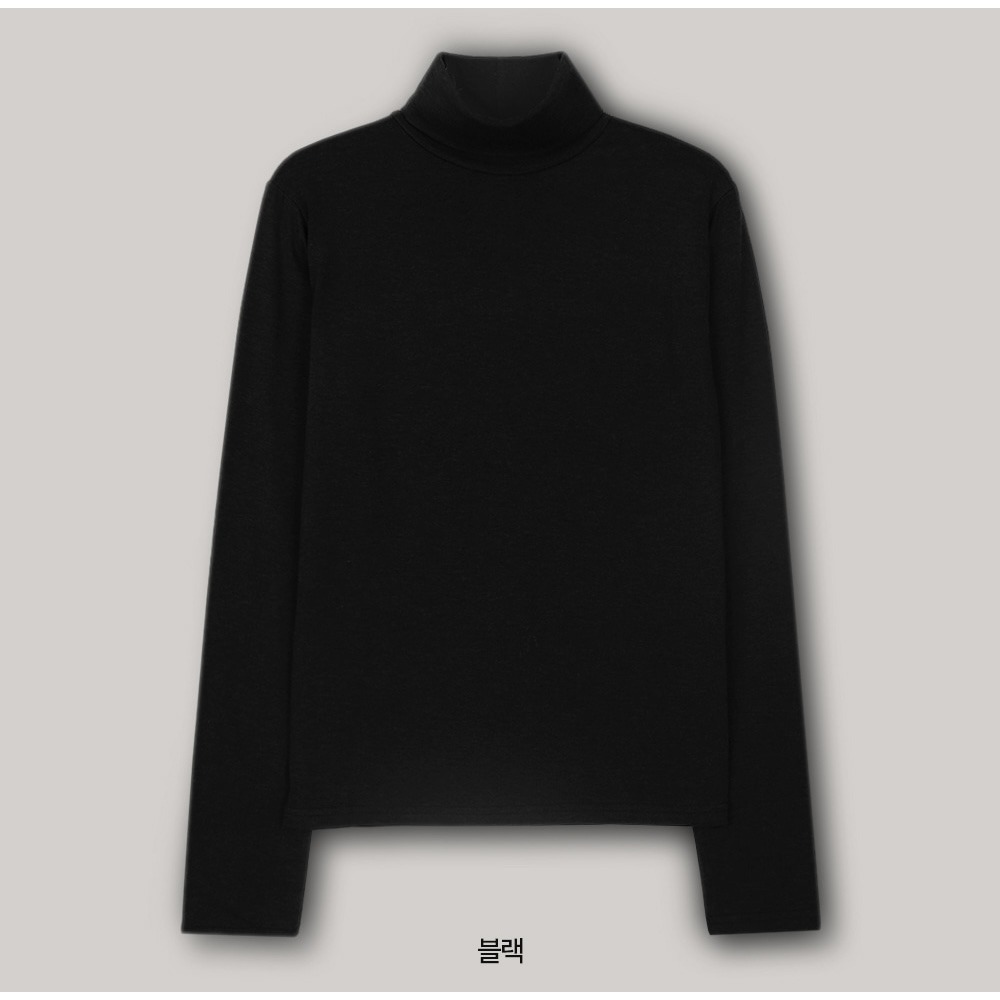 買1送1☃ 正韓製內刷毛高領上衣 tee 11色 / slowand 쫀쫀기모 터틀넥 티셔츠-規格圖1
