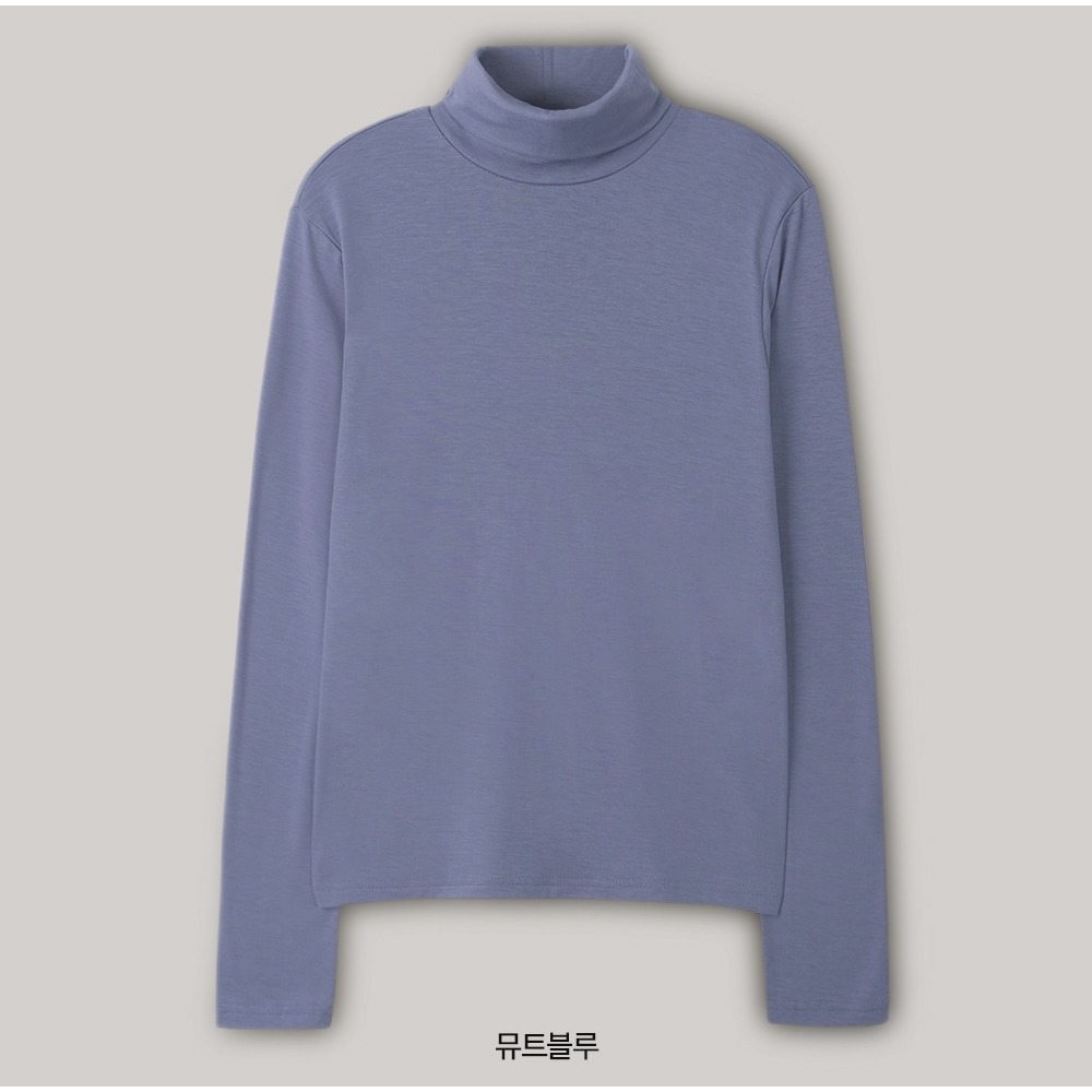買1送1☃ 正韓製內刷毛高領上衣 tee 11色 / slowand 쫀쫀기모 터틀넥 티셔츠-第一件深藍色（第二件顏色備註或私訊）