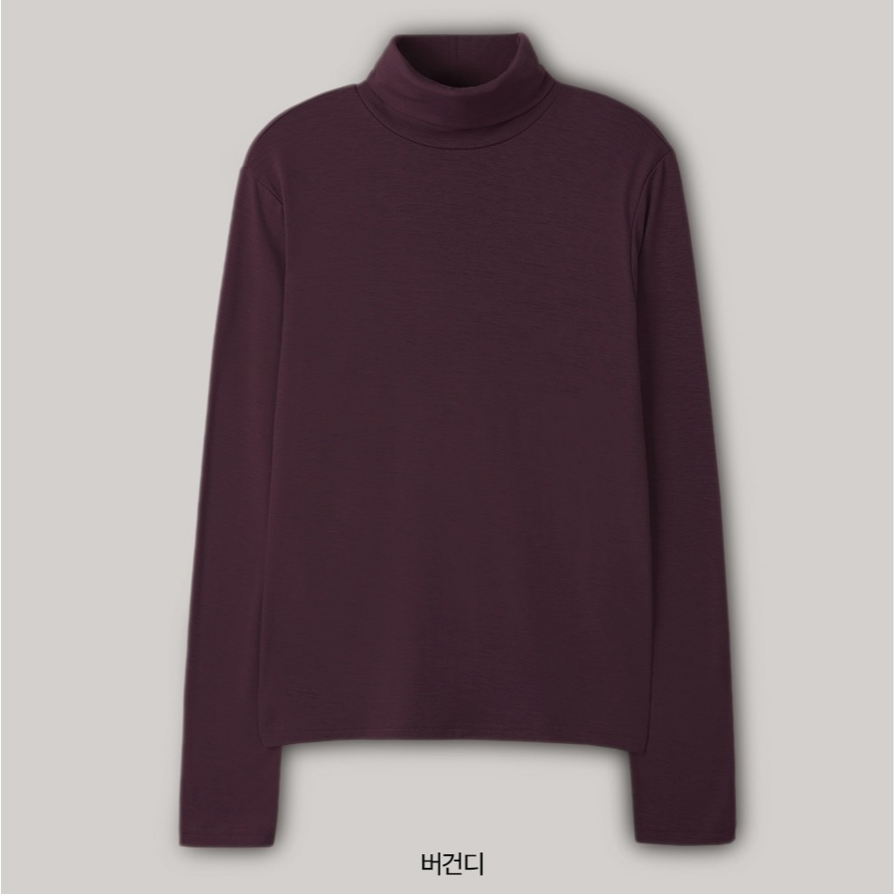 買1送1☃ 正韓製內刷毛高領上衣 tee 11色 / slowand 쫀쫀기모 터틀넥 티셔츠-第一件酒紅色（第二件顏色備註或私訊）