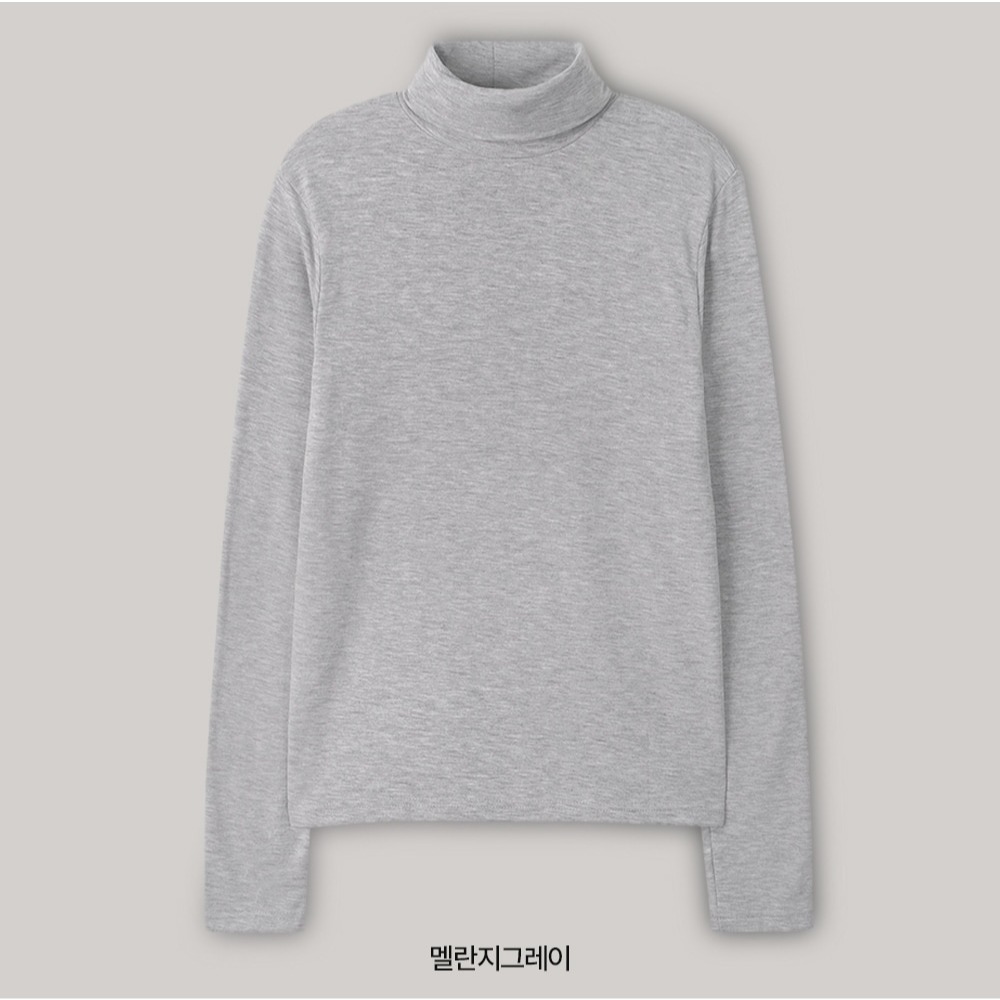 買1送1☃ 正韓製內刷毛高領上衣 tee 11色 / slowand 쫀쫀기모 터틀넥 티셔츠-第一件雜灰色（第二件顏色備註或私訊）