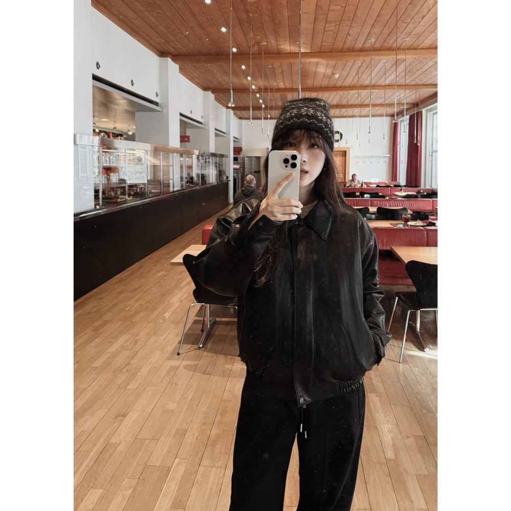 寬鬆廓形仿皮質飛行外套 slowand 비전 오버핏 레더 블루종자켓 & 패딩-細節圖3