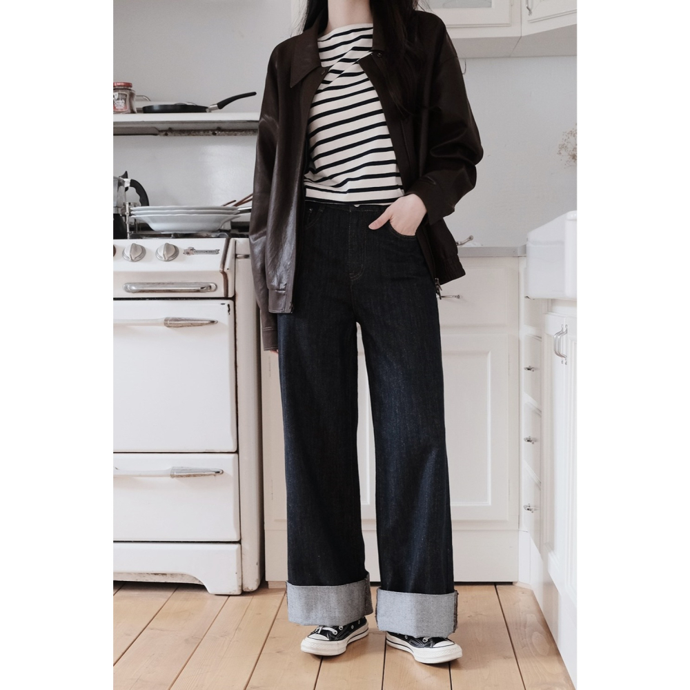 寬鬆廓形仿皮質飛行外套 slowand 비전 오버핏 레더 블루종자켓 & 패딩-細節圖5