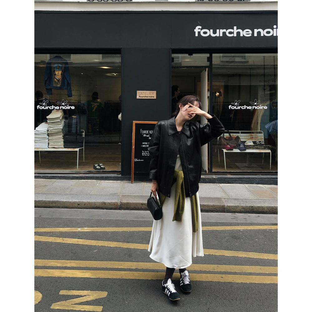 寬鬆廓形仿皮質飛行外套 slowand 비전 오버핏 레더 블루종자켓 & 패딩-細節圖7