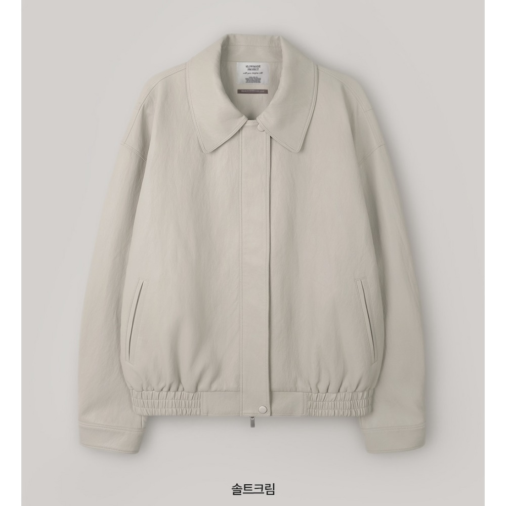 寬鬆廓形仿皮質飛行外套 slowand 비전 오버핏 레더 블루종자켓 & 패딩-規格圖11