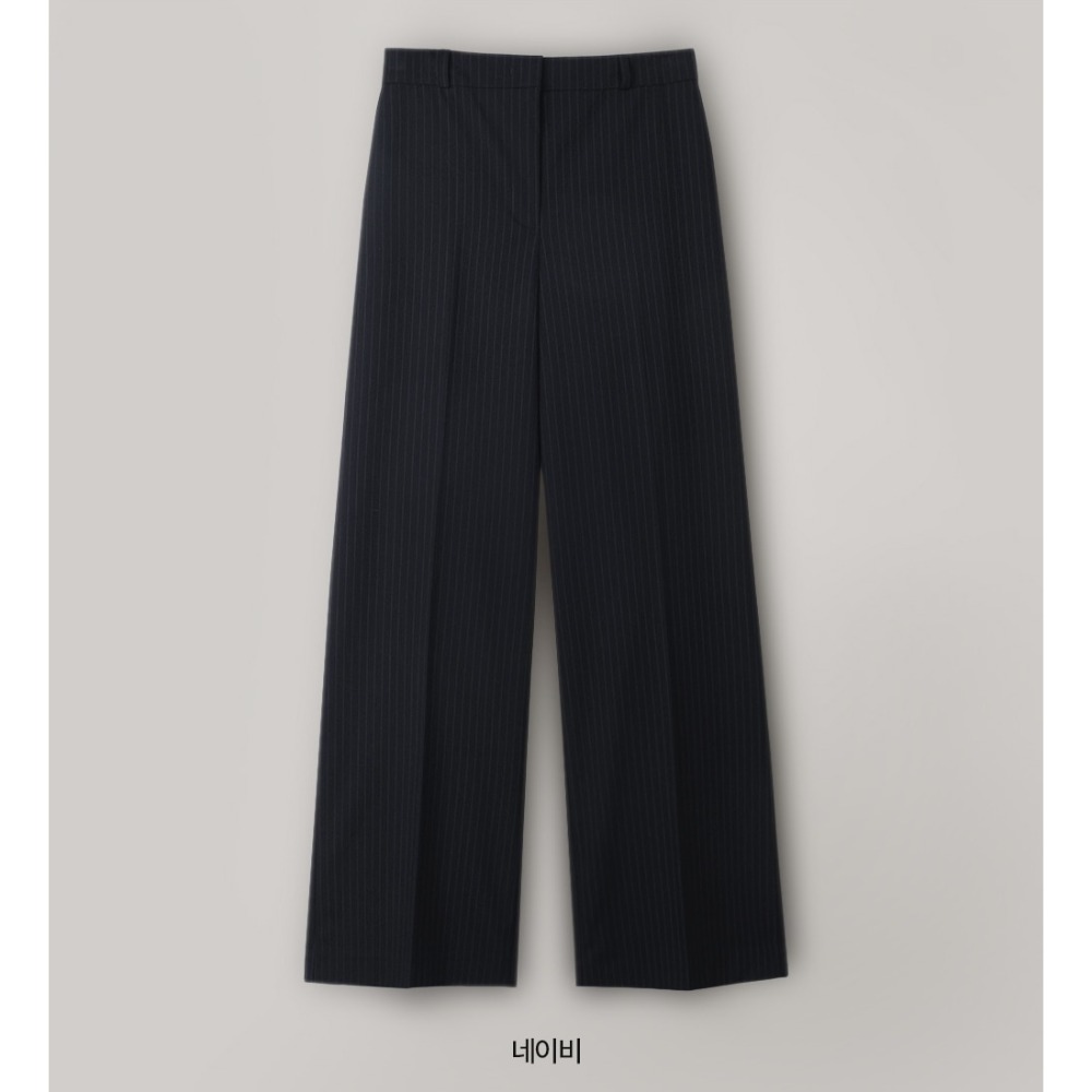正韓製修身遮肉細條紋後鬆緊西裝褲 slowand 핀스트라이프 커버핏 반밴딩 슬랙스-規格圖11