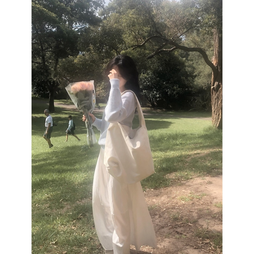 日常感萬能鬆緊腰長裙 skirt 2色 / slowand 프론트라인 데일리 롱스커트-細節圖2