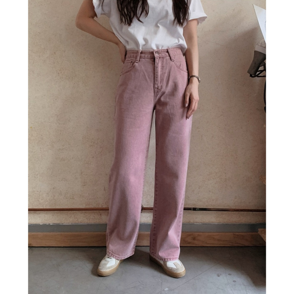 正韓製Today系列柔霧粉牛仔褲 pants / slowand 투데이 뮤트핑크 다잉데님팬츠-細節圖4