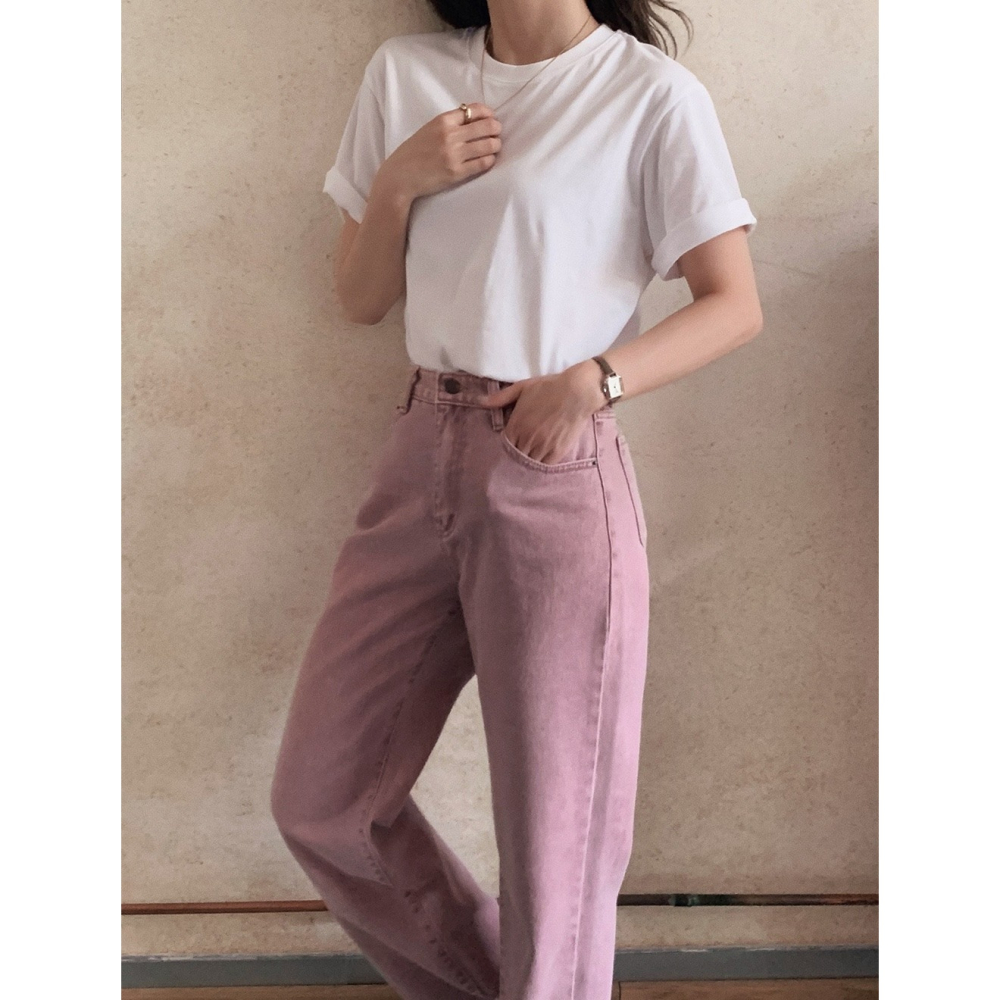 正韓製Today系列柔霧粉牛仔褲 pants / slowand 투데이 뮤트핑크 다잉데님팬츠-細節圖7