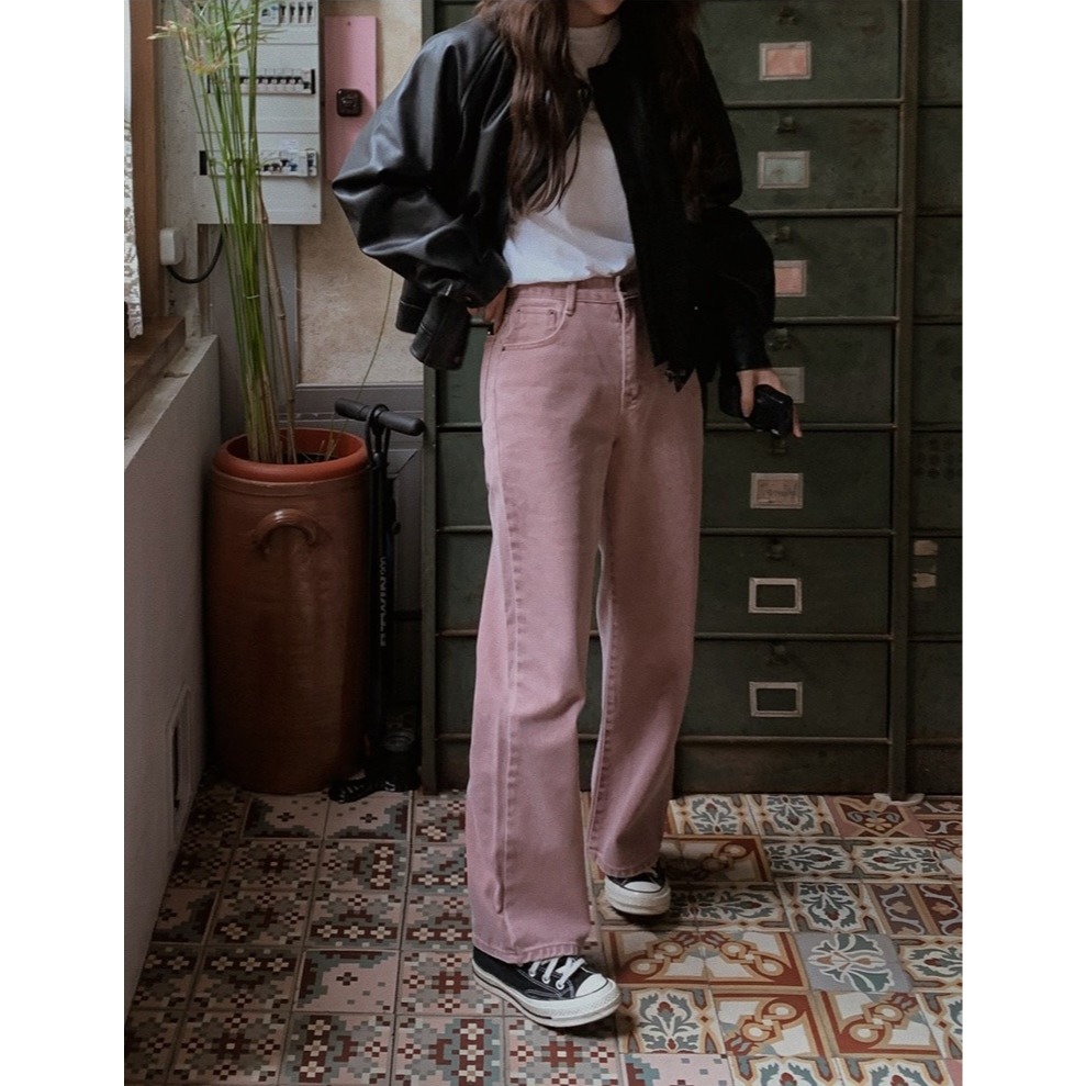 正韓製Today系列柔霧粉牛仔褲 pants / slowand 투데이 뮤트핑크 다잉데님팬츠-細節圖8