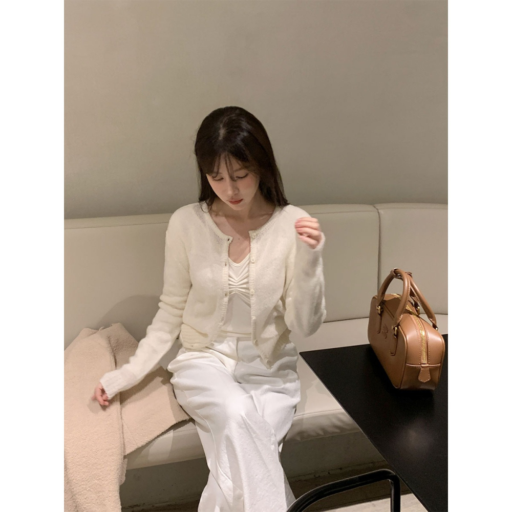 正韓製蓬鬆感微透膚針織外套 cardigan 3色 / cherrykoko 그릭 모헤어 가디건-細節圖2