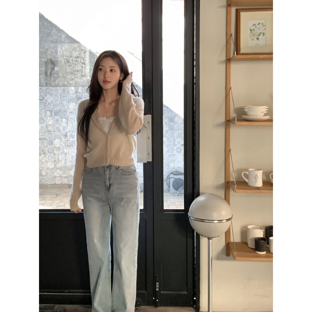 正韓製蓬鬆感微透膚針織外套 cardigan 3色 / cherrykoko 그릭 모헤어 가디건-細節圖6