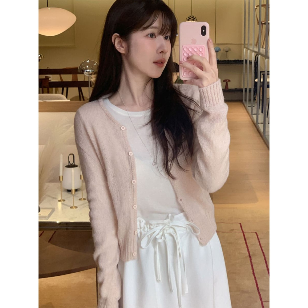 正韓製蓬鬆感微透膚針織外套 cardigan 3色 / cherrykoko 그릭 모헤어 가디건-細節圖10