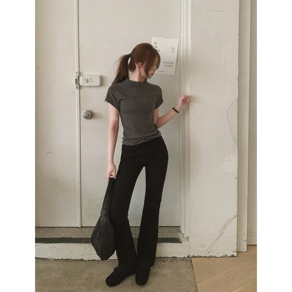 正韓製點點中高領上衣 tee 4色 / slowand 잔잔도트 모크넥 티셔츠-細節圖2