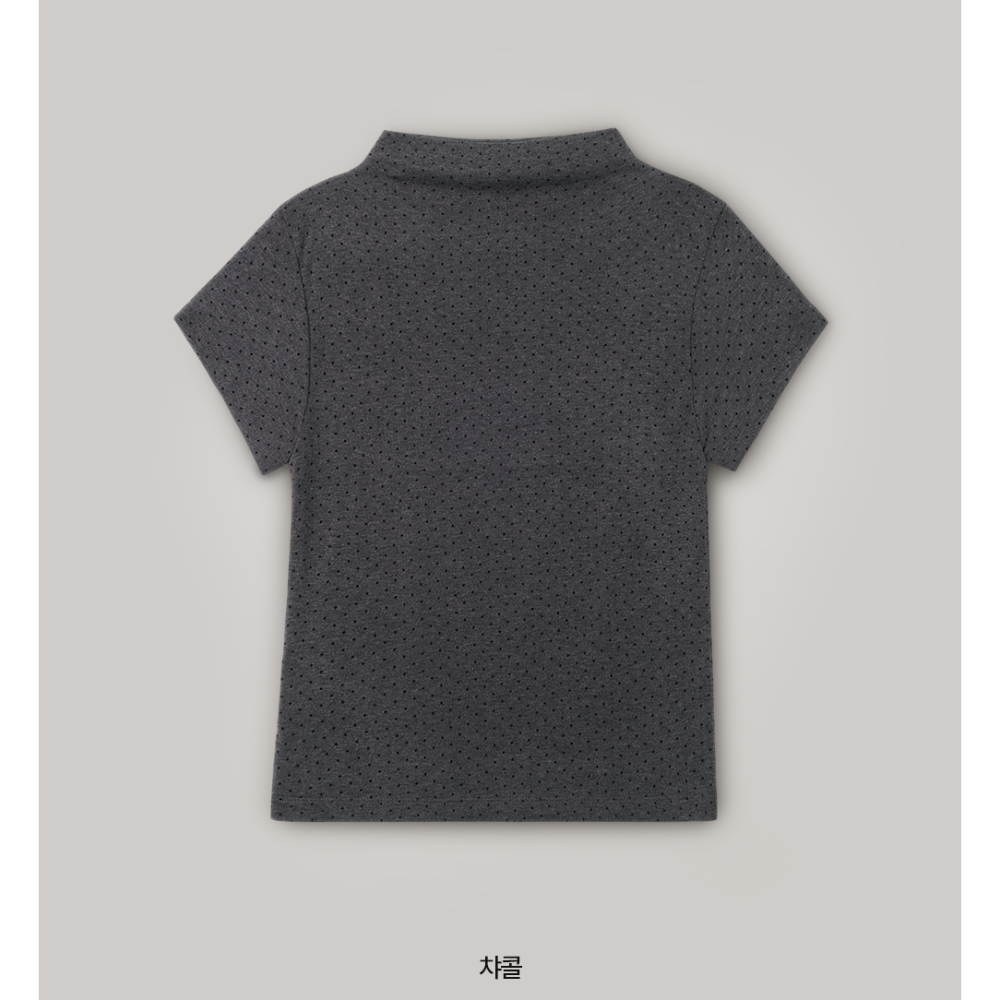 正韓製點點中高領上衣 tee 4色 / slowand 잔잔도트 모크넥 티셔츠-規格圖11