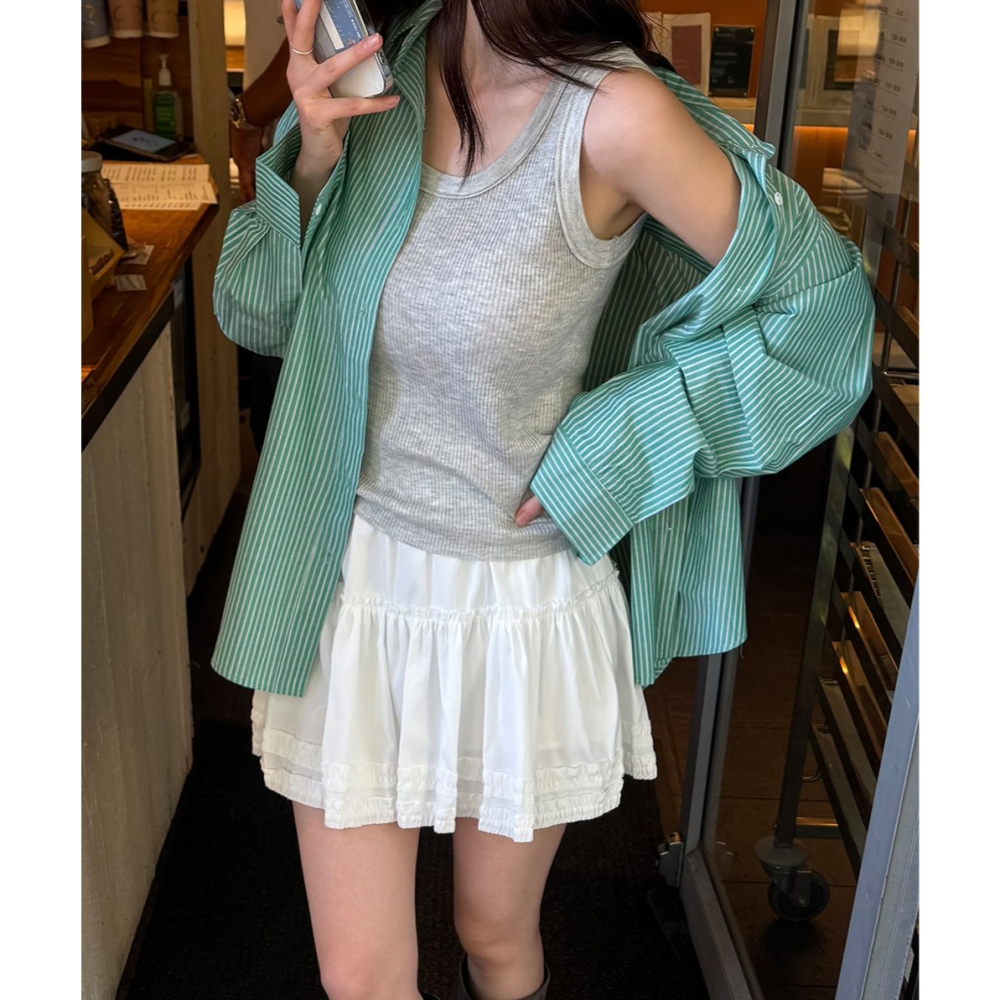 荷葉邊細節短裙 skirt / slowand 自訂款 모네 프릴 미니스커트-細節圖2