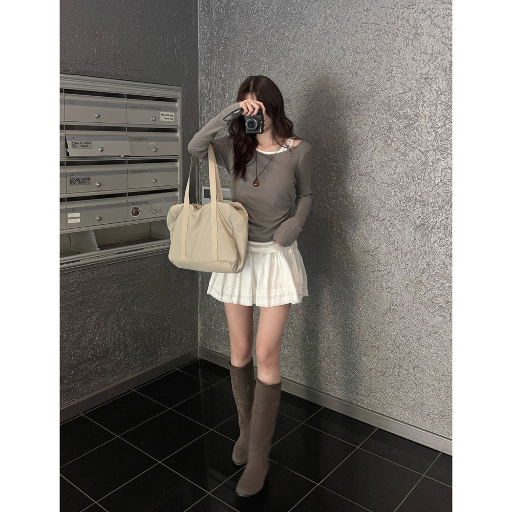 荷葉邊細節短裙 skirt / slowand 自訂款 모네 프릴 미니스커트-細節圖4