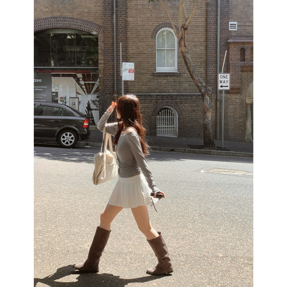 荷葉邊細節短裙 skirt / slowand 自訂款 모네 프릴 미니스커트-細節圖5