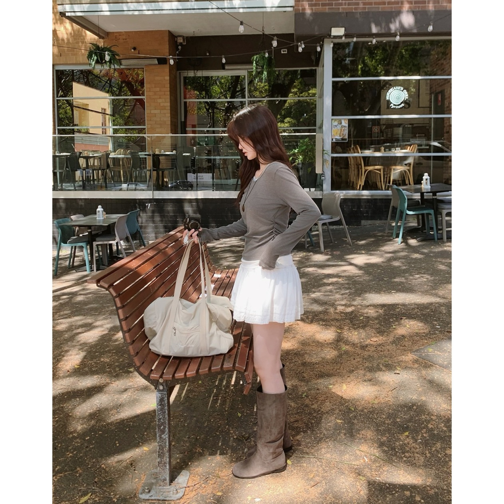 荷葉邊細節短裙 skirt / slowand 自訂款 모네 프릴 미니스커트-細節圖7