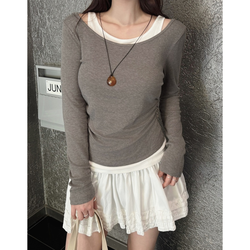 荷葉邊細節短裙 skirt / slowand 自訂款 모네 프릴 미니스커트-細節圖10