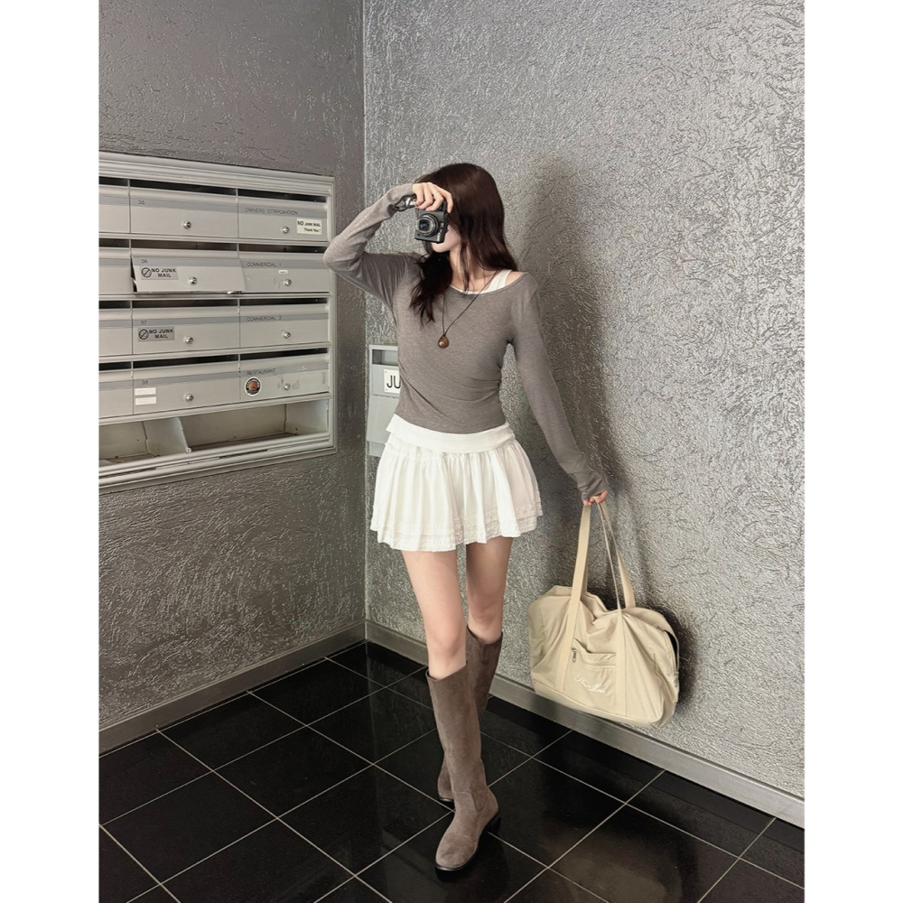 荷葉邊細節短裙 skirt / slowand 自訂款 모네 프릴 미니스커트-細節圖11