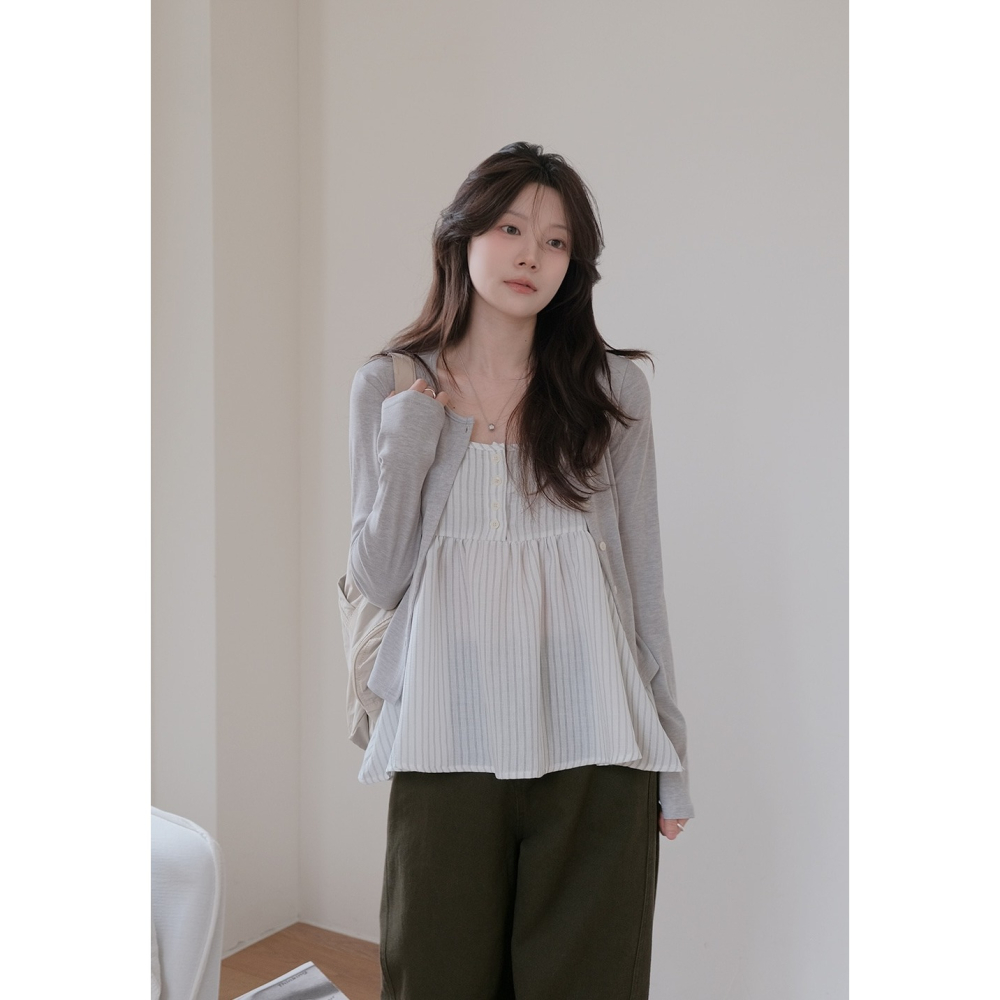 針織外套+細肩帶背心組合 set 2色 / slowand 비안느 가디건+슬리브리스 세트-細節圖9