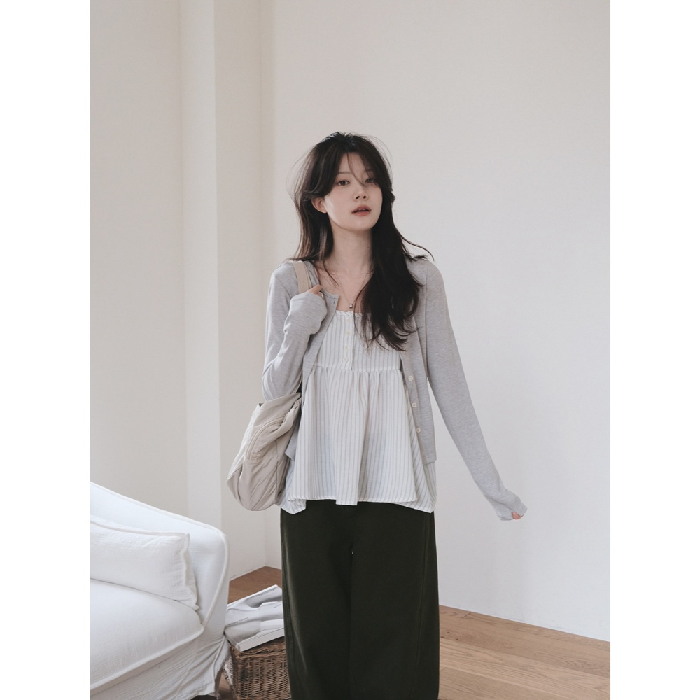 針織外套+細肩帶背心組合 set 2色 / slowand 비안느 가디건+슬리브리스 세트-細節圖10