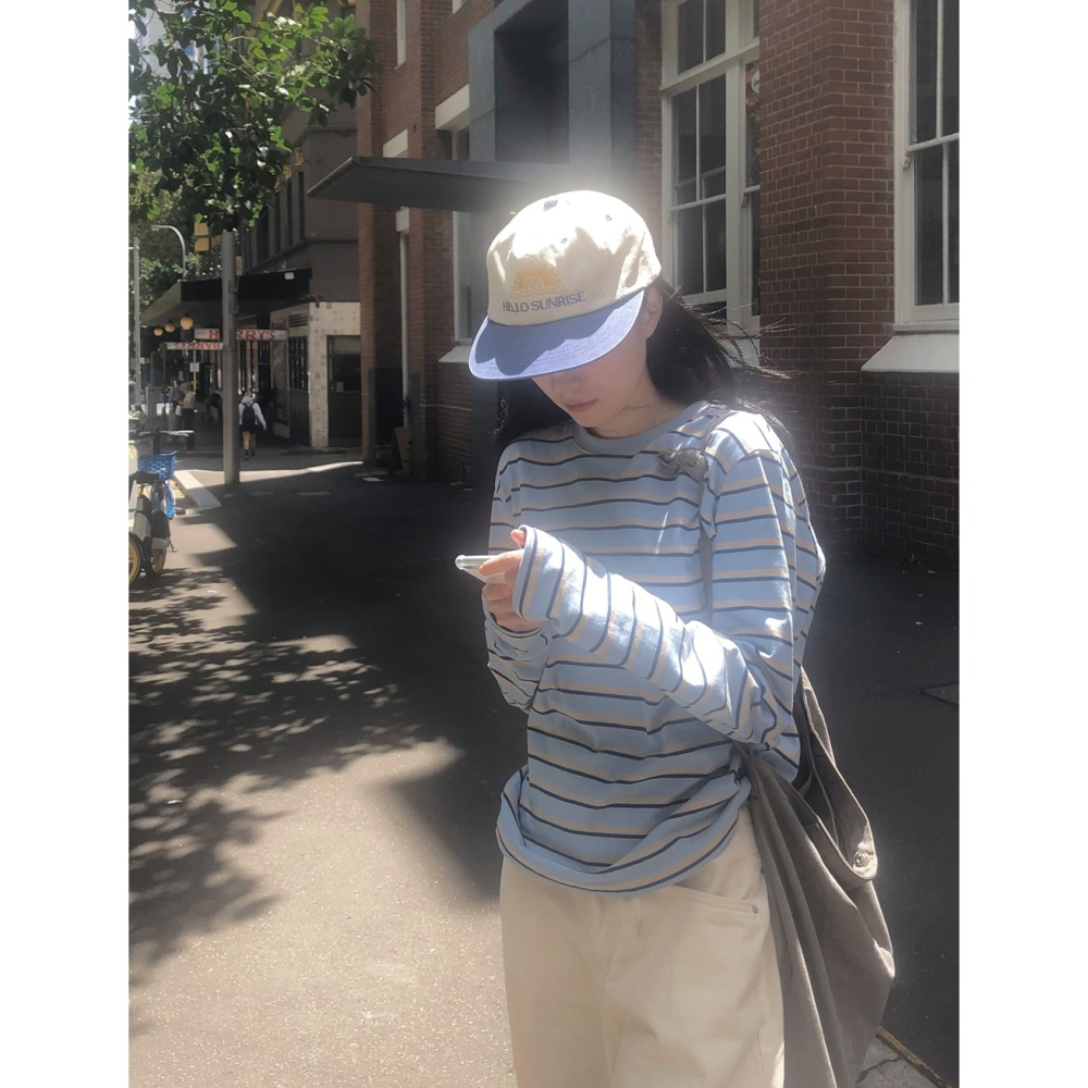 正韓製三色調條紋大學T tee 3色 / slowand 쓰리톤 스트라이프 맨투맨티셔츠-細節圖4