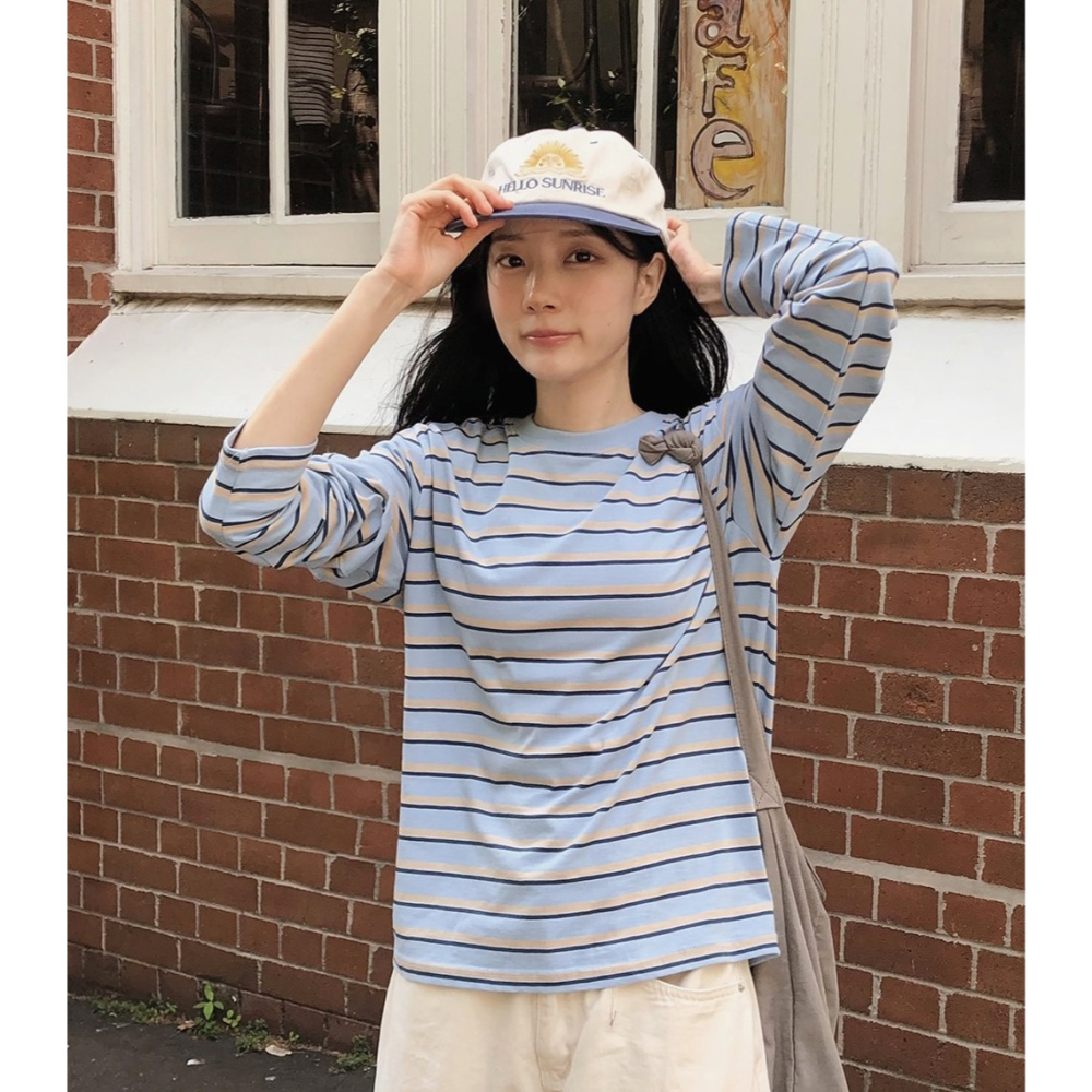 正韓製三色調條紋大學T tee 3色 / slowand 쓰리톤 스트라이프 맨투맨티셔츠-細節圖5