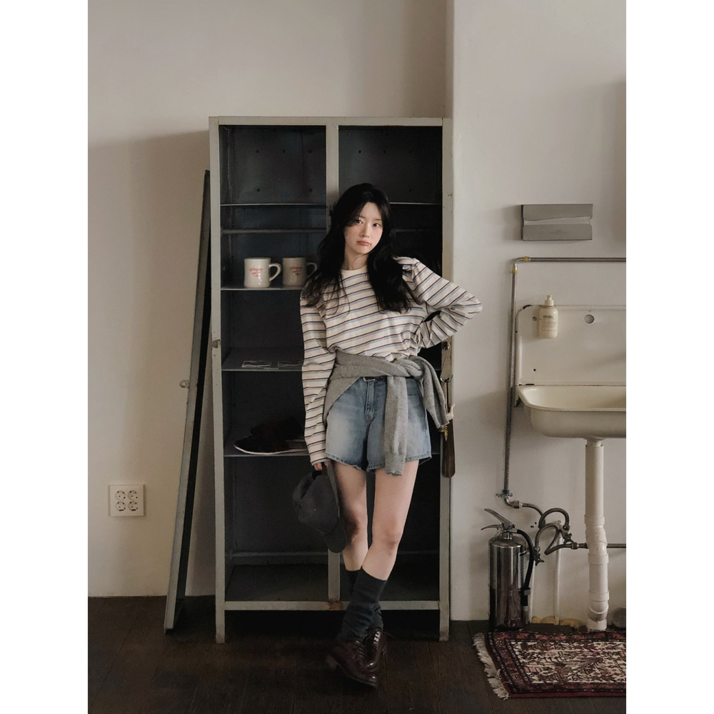 正韓製三色調條紋大學T tee 3色 / slowand 쓰리톤 스트라이프 맨투맨티셔츠-細節圖7