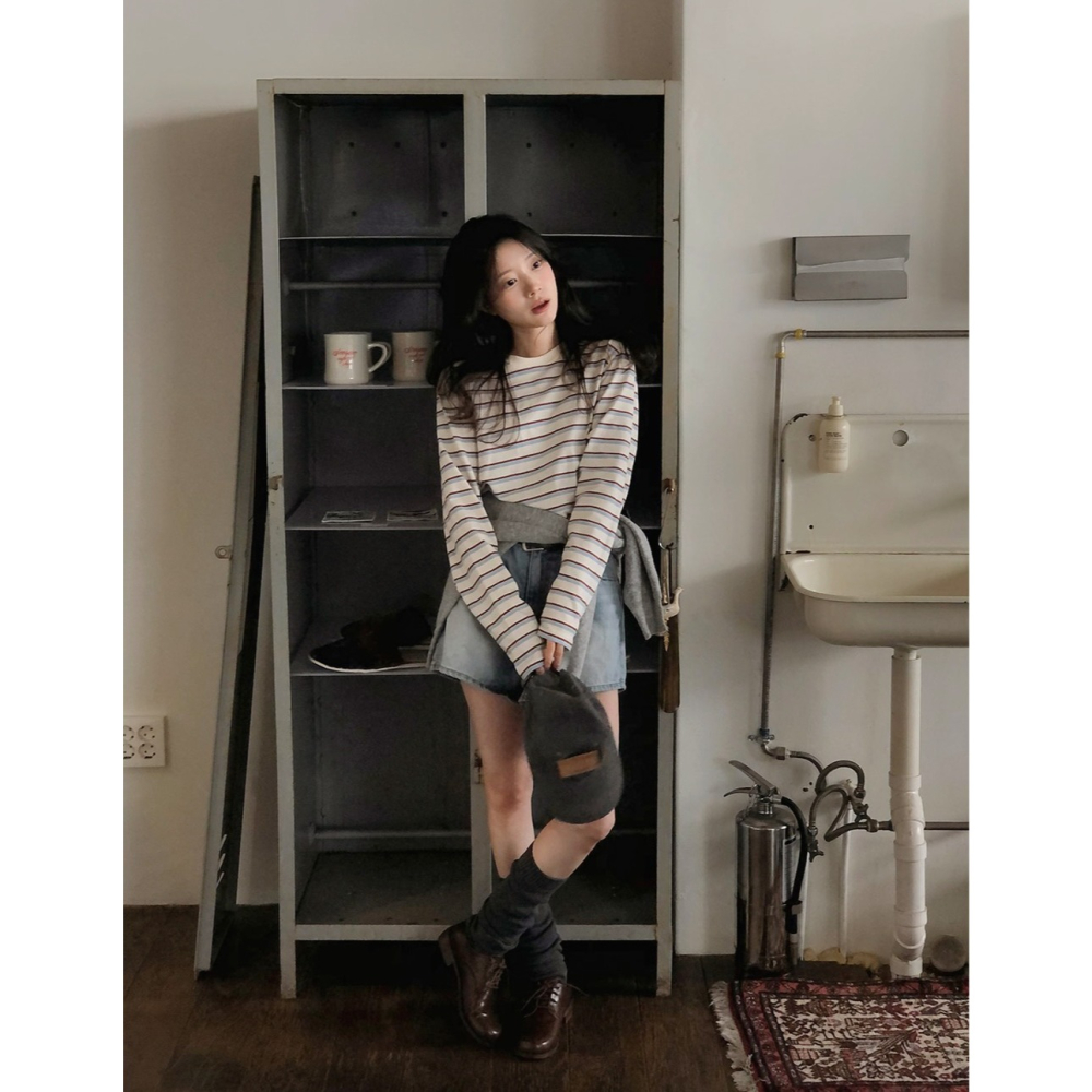 正韓製三色調條紋大學T tee 3色 / slowand 쓰리톤 스트라이프 맨투맨티셔츠-細節圖9