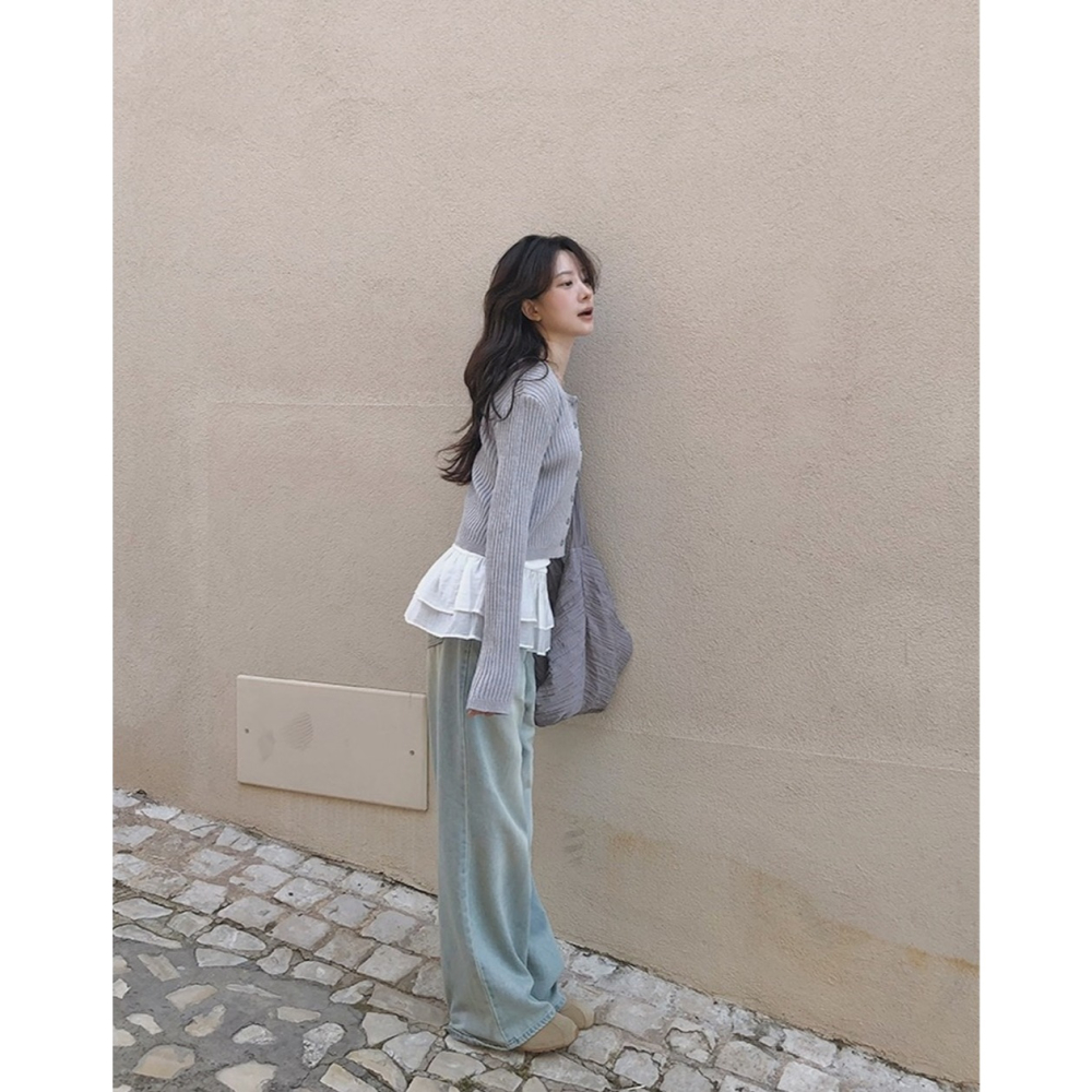 雙層疊穿荷葉邊背心 sleeveless 3色 / slowand 더블 레이어링 프릴나시-細節圖2