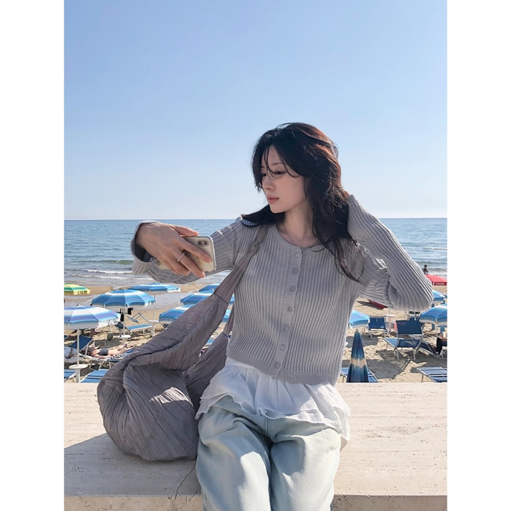 雙層疊穿荷葉邊背心 sleeveless 3色 / slowand 더블 레이어링 프릴나시-細節圖3