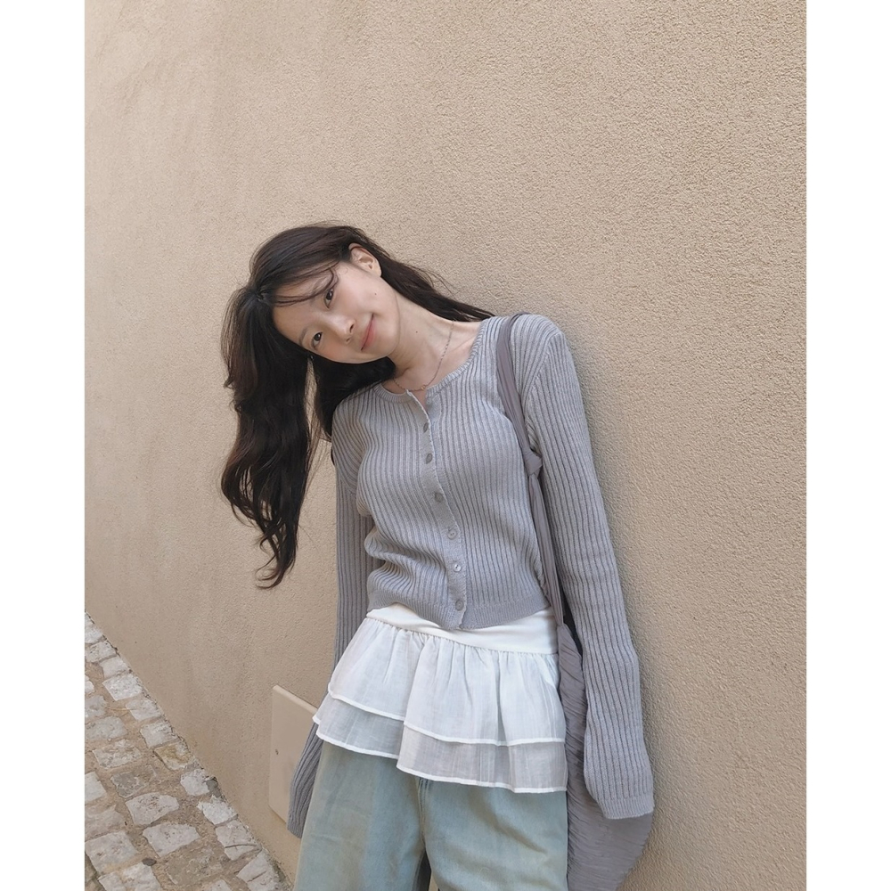 雙層疊穿荷葉邊背心 sleeveless 3色 / slowand 더블 레이어링 프릴나시-細節圖4