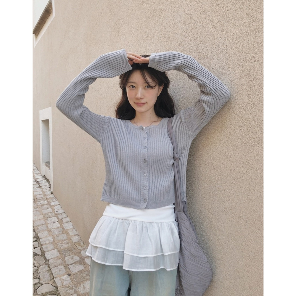 雙層疊穿荷葉邊背心 sleeveless 3色 / slowand 더블 레이어링 프릴나시-細節圖5