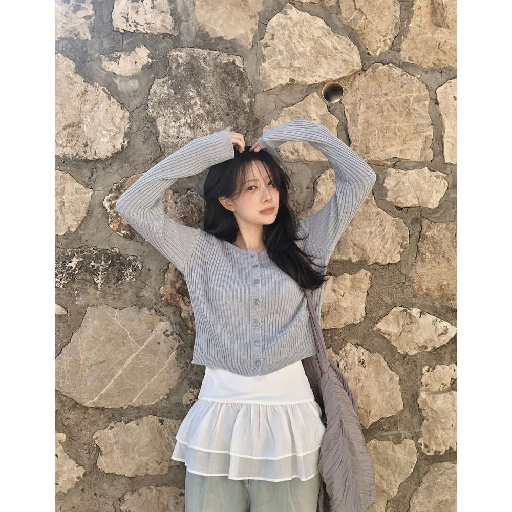 雙層疊穿荷葉邊背心 sleeveless 3色 / slowand 더블 레이어링 프릴나시-細節圖7