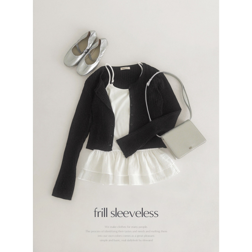 雙層疊穿荷葉邊背心 sleeveless 3色 / slowand 더블 레이어링 프릴나시-細節圖11