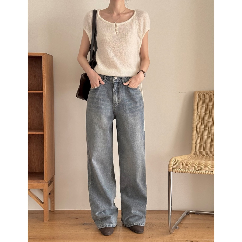 正韓製Today寬版牛仔褲 pants / slowand 와이드업 투데이 데님팬츠-細節圖7